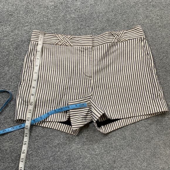 Tory Burch Shorts Womens 8 White Navy Sarah Jane Dover Pin Stripe Pockets Chino - Picture 7 of 13